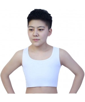 Bustiers & Corsets Women Tomboy Chest Binder Trans Cotton Lesbian Corset Half Length Vest - White - C418ZG6T87E