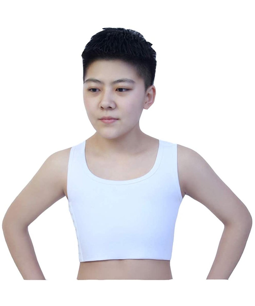 Bustiers & Corsets Women Tomboy Chest Binder Trans Cotton Lesbian Corset Half Length Vest - White - C418ZG6T87E