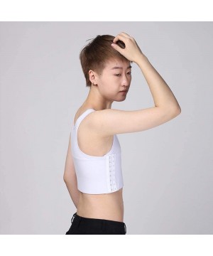 Bustiers & Corsets Women Tomboy Chest Binder Trans Cotton Lesbian Corset Half Length Vest - White - C418ZG6T87E