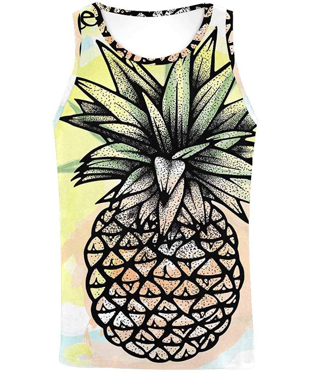 Undershirts Men's Muscle Gym Workout Training Sleeveless Tank Top Pineapple Fruit - Multi1 - CJ19DW6U69O