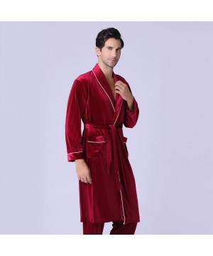 Sleep Sets Men's Slim Comfort Pajamas-New Long-Sleeved Foreign Trade Home Service Gold Velvet Pajamas Suit - Wine - C518AUET6O2