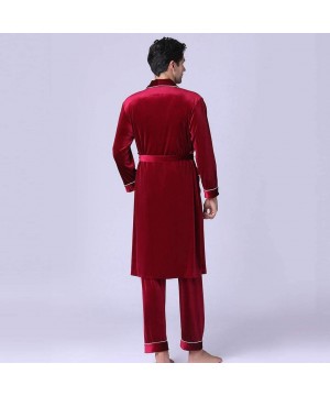 Sleep Sets Men's Slim Comfort Pajamas-New Long-Sleeved Foreign Trade Home Service Gold Velvet Pajamas Suit - Wine - C518AUET6O2