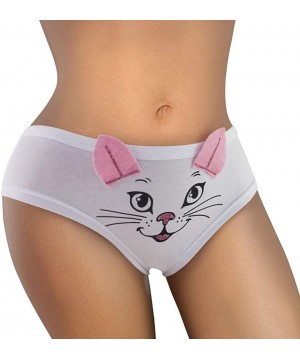 Panties Kitten Panty Cute&Sexy Hipster Bikini Women's Funny Undies Underwear Pussycat Novelty Design - White - CQ18U6Z0G0O