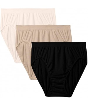 Panties Style 303J Comfort Revolution Microfiber Solid Hi-Cut Brief (2- 3 and 4 Packs) - 3 Pack Light Beige- Nude and Black -...