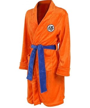 Robes Mens Kimono Bathrobe Sleepwear Casual Knee Length Orange Robe Pajamas Cloak - CM1938X9W27