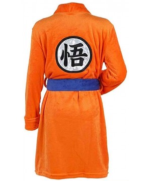 Robes Mens Kimono Bathrobe Sleepwear Casual Knee Length Orange Robe Pajamas Cloak - CM1938X9W27