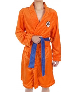 Robes Mens Kimono Bathrobe Sleepwear Casual Knee Length Orange Robe Pajamas Cloak - CM1938X9W27