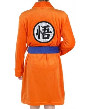 Robes Mens Kimono Bathrobe Sleepwear Casual Knee Length Orange Robe Pajamas Cloak - CM1938X9W27