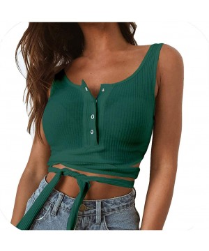 Camisoles & Tanks Tank Tops Female Women Crop Tank Tops Woman Clothes Summer Black Crop Top - Green - C218SX08AU9