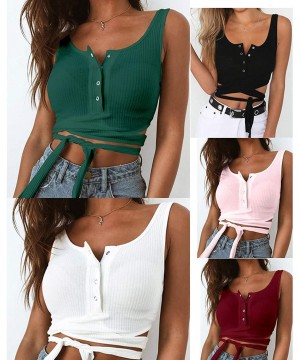 Camisoles & Tanks Tank Tops Female Women Crop Tank Tops Woman Clothes Summer Black Crop Top - Green - C218SX08AU9