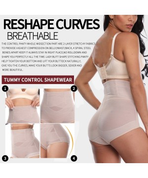 Shapewear Seamless Butt Lifter Shaper Tummy Control Shapewear Panties Hi-Waist Briefs - Beige - CO18M4RAROI