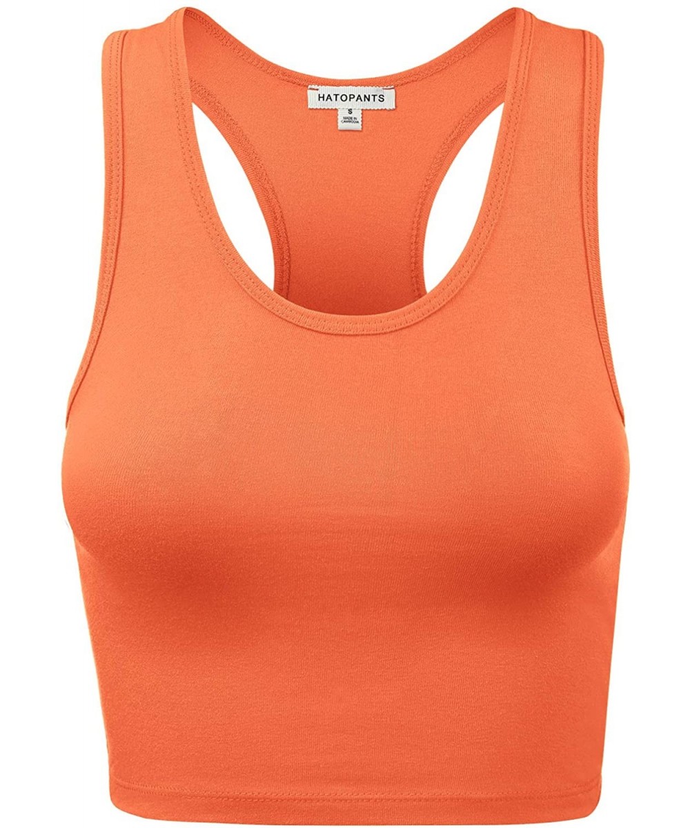 Camisoles & Tanks Women's Cotton Racerback Basic Crop Tank Tops - 001-ash Copper-1 - C618NKDMHXK