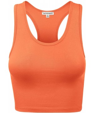 Camisoles & Tanks Women's Cotton Racerback Basic Crop Tank Tops - 001-ash Copper-1 - C618NKDMHXK