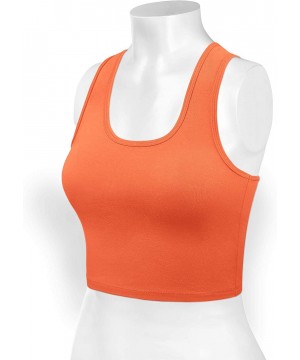 Camisoles & Tanks Women's Cotton Racerback Basic Crop Tank Tops - 001-ash Copper-1 - C618NKDMHXK