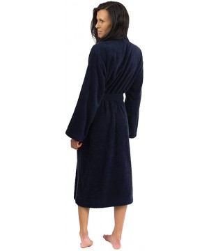 Robes Women's Robe Turkish Cotton Terry Kimono Bathrobe - Navy - CH11I9B10BR