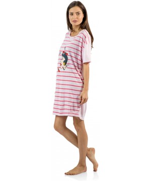 Nightgowns & Sleepshirts Women's Short Sleeve Printed Scoop Neck Sleep Tee One Size - Pink Geisha - C812NYJ5ISO