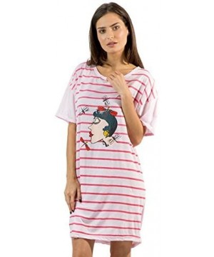 Nightgowns & Sleepshirts Women's Short Sleeve Printed Scoop Neck Sleep Tee One Size - Pink Geisha - C812NYJ5ISO