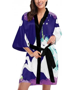 Robes Custom Unicorn Star Cartoon Floral Women Kimono Robes Beach Cover Up for Parties Wedding (XS-2XL) - Multi 3 - C0194TDXS2Y