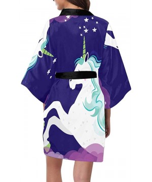 Robes Custom Unicorn Star Cartoon Floral Women Kimono Robes Beach Cover Up for Parties Wedding (XS-2XL) - Multi 3 - C0194TDXS2Y