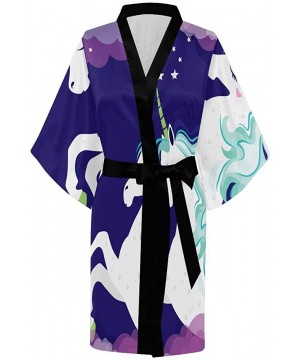 Robes Custom Unicorn Star Cartoon Floral Women Kimono Robes Beach Cover Up for Parties Wedding (XS-2XL) - Multi 3 - C0194TDXS2Y