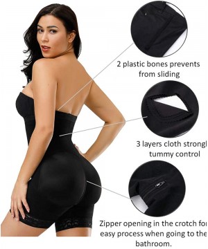 Shapewear Womens Sexy Shapewear Butt Lifter Body Shaper Tummy Control Bodysuit Postpartum Faja Plus Size - Black-zipper-style...