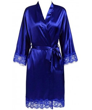 Robes Patchwork Bride Bridesmaids Robe Sexy Lingerie Women Silk Wedding Party Kimono Robes Nightgown Sleepwear Bathrob - Roya...