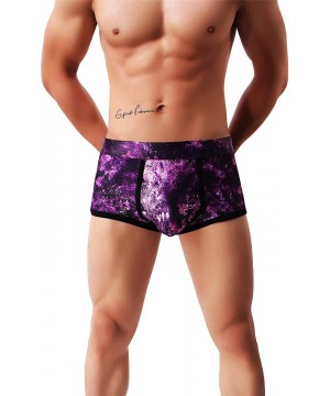 Boxers Men's Underwear Boxer Briefs Breathable Bulge Pouch Underpants Low Rise Elastic - A22 Purple 2 Dark Blue - CE18UICH2ZQ