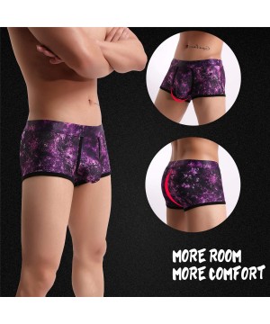 Boxers Men's Underwear Boxer Briefs Breathable Bulge Pouch Underpants Low Rise Elastic - A22 Purple 2 Dark Blue - CE18UICH2ZQ