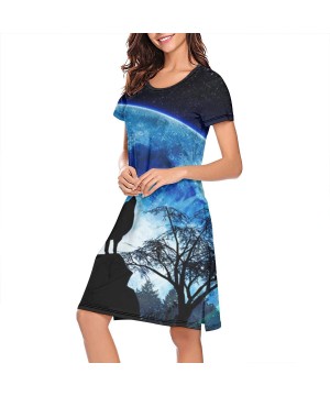 Nightgowns & Sleepshirts Womens Arctic Wolf Looking in The Stars Sleepwear Printed Nightgown Holiday Nightshirt Dress Sleep D...