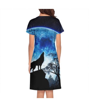 Nightgowns & Sleepshirts Womens Arctic Wolf Looking in The Stars Sleepwear Printed Nightgown Holiday Nightshirt Dress Sleep D...