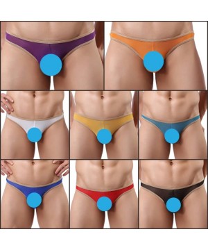 G-Strings & Thongs Mens Sheer Openwork Thongs G-String T-Back Underwear Briefs Panties Shorts - Blue - CZ18AZ5M8QT