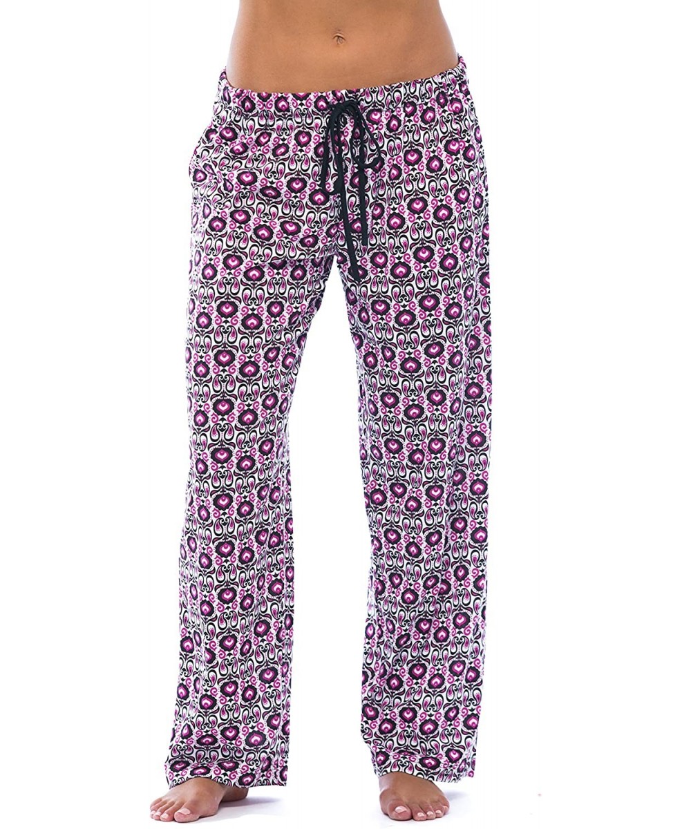 Bottoms Silky Soft Women Pajama Pants with Stretch PJs Sleepwear - Paisley Floral Berry - CX12O1PEKRK