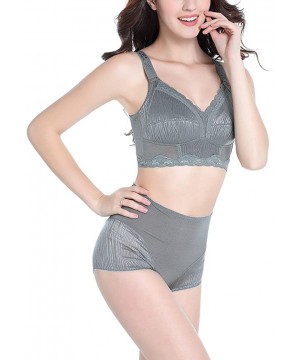 Bras Women's Bra Full Cup Lace Large Size Lingerie No Rims Gather Underwear Brassiere - Gray - CU185S6WZUQ