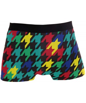 G-Strings & Thongs Men's Boxers Briefs Men Boxer Shorts Mens Trunks Africa Rasta Reggae Flag - Colorful Houndstooth - CZ192YO...