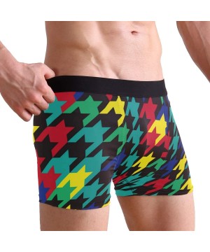 G-Strings & Thongs Men's Boxers Briefs Men Boxer Shorts Mens Trunks Africa Rasta Reggae Flag - Colorful Houndstooth - CZ192YO...