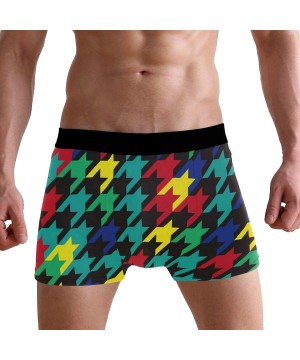 G-Strings & Thongs Men's Boxers Briefs Men Boxer Shorts Mens Trunks Africa Rasta Reggae Flag - Colorful Houndstooth - CZ192YO...