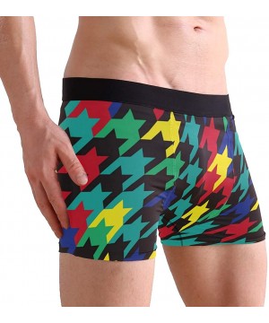 G-Strings & Thongs Men's Boxers Briefs Men Boxer Shorts Mens Trunks Africa Rasta Reggae Flag - Colorful Houndstooth - CZ192YO...