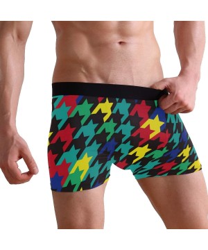 G-Strings & Thongs Men's Boxers Briefs Men Boxer Shorts Mens Trunks Africa Rasta Reggae Flag - Colorful Houndstooth - CZ192YO...