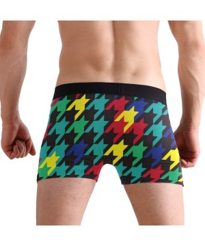 G-Strings & Thongs Men's Boxers Briefs Men Boxer Shorts Mens Trunks Africa Rasta Reggae Flag - Colorful Houndstooth - CZ192YO...