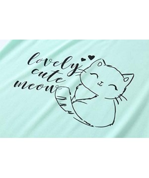 Sets Pajamas for Women Cute Sleepwear Tank & Short Pajama Sets PJ Shorts Set - Green Cat - C5199QG49YD