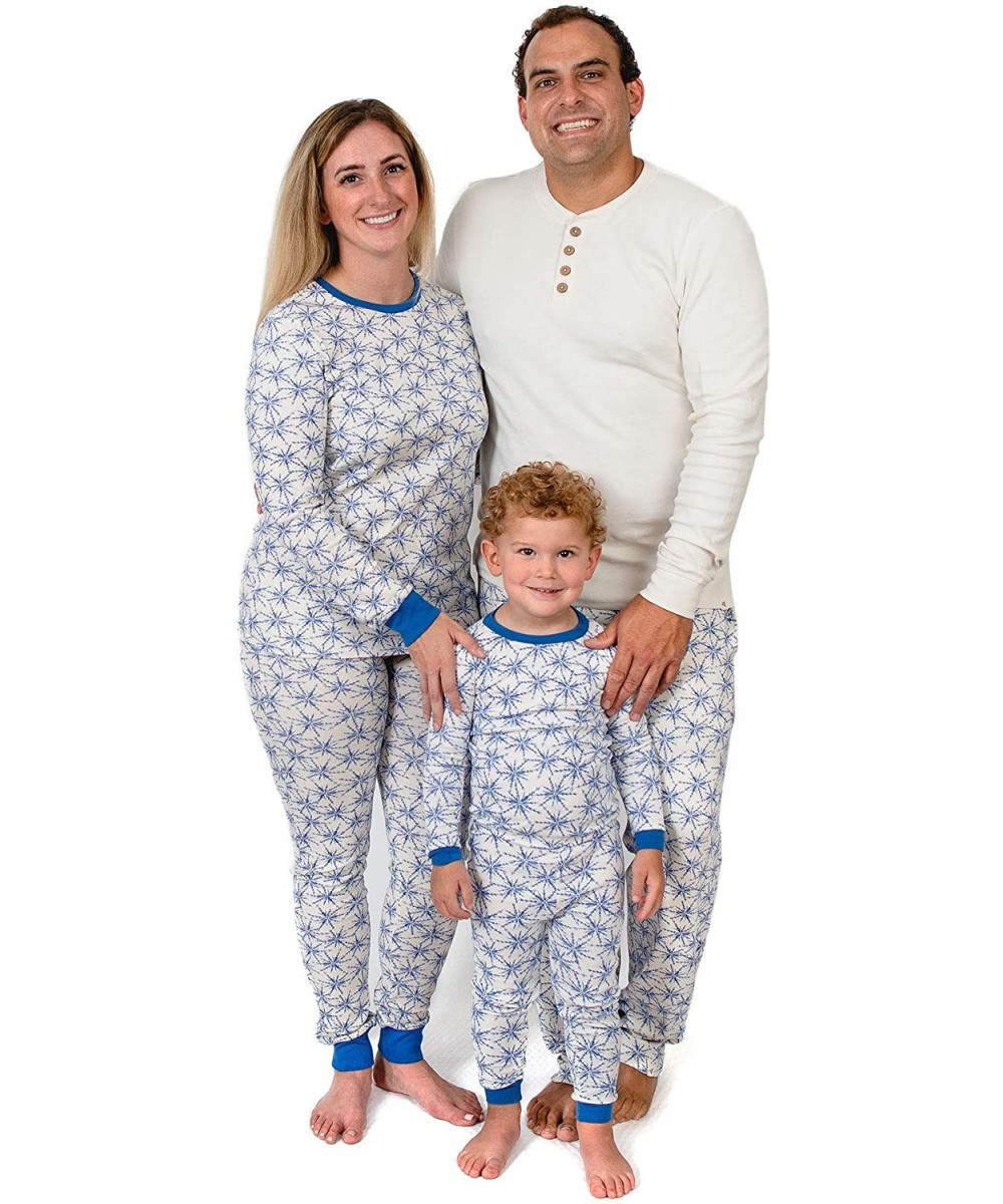 Sets Womens Family Jammies- Matching Holiday Pajamas- Organic Cotton Pjs - Frozen Blue Snowflakes - C518QTURDHI