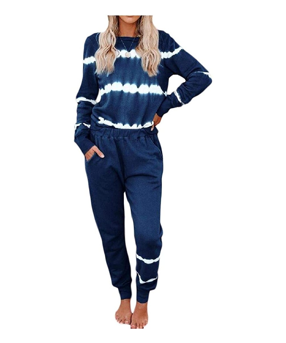 Sets Women's 2 Piece Tie Dye Sweatsuit Set Long Sleeve Pullover and Sweatpants Set - 3 - C119DSO79Y3