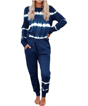 Sets Women's 2 Piece Tie Dye Sweatsuit Set Long Sleeve Pullover and Sweatpants Set - 3 - C119DSO79Y3