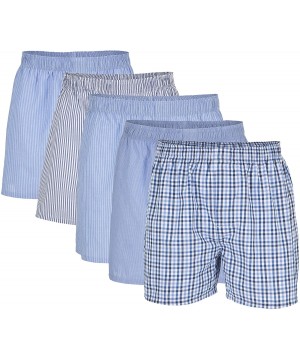 Boxers Men's Woven Boxer 5-Pack - Blue Stripe Assorted (5-pack) - CS195UOAZX9