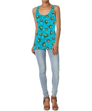 Camisoles & Tanks Girl's Blue Ocean Green Turtle Watercolor Tank Top Tanktop Women Basic Plain Premium Classic Wide Strap - C...