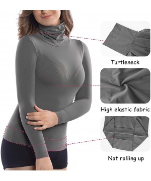 Thermal Underwear Women's Thermal Underwear Top Compression Long Sleeve Shirt Turtleneck Undershirt Basic Shapewear - Olive G...