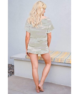 Sets Womens Pajama Sets Camo/Tie Dye Printed Shirt and Shorts Short Sleeve Lounge Set Pj Sets Sleepwear Nightwear - Camo Gree...