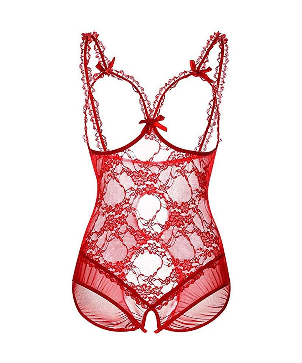 Baby Dolls & Chemises Women's Lingerie Lace Nightwear Adult Babydoll Nightwear Sexy-G-String S-XXXXXL - Red - C619443IAKL