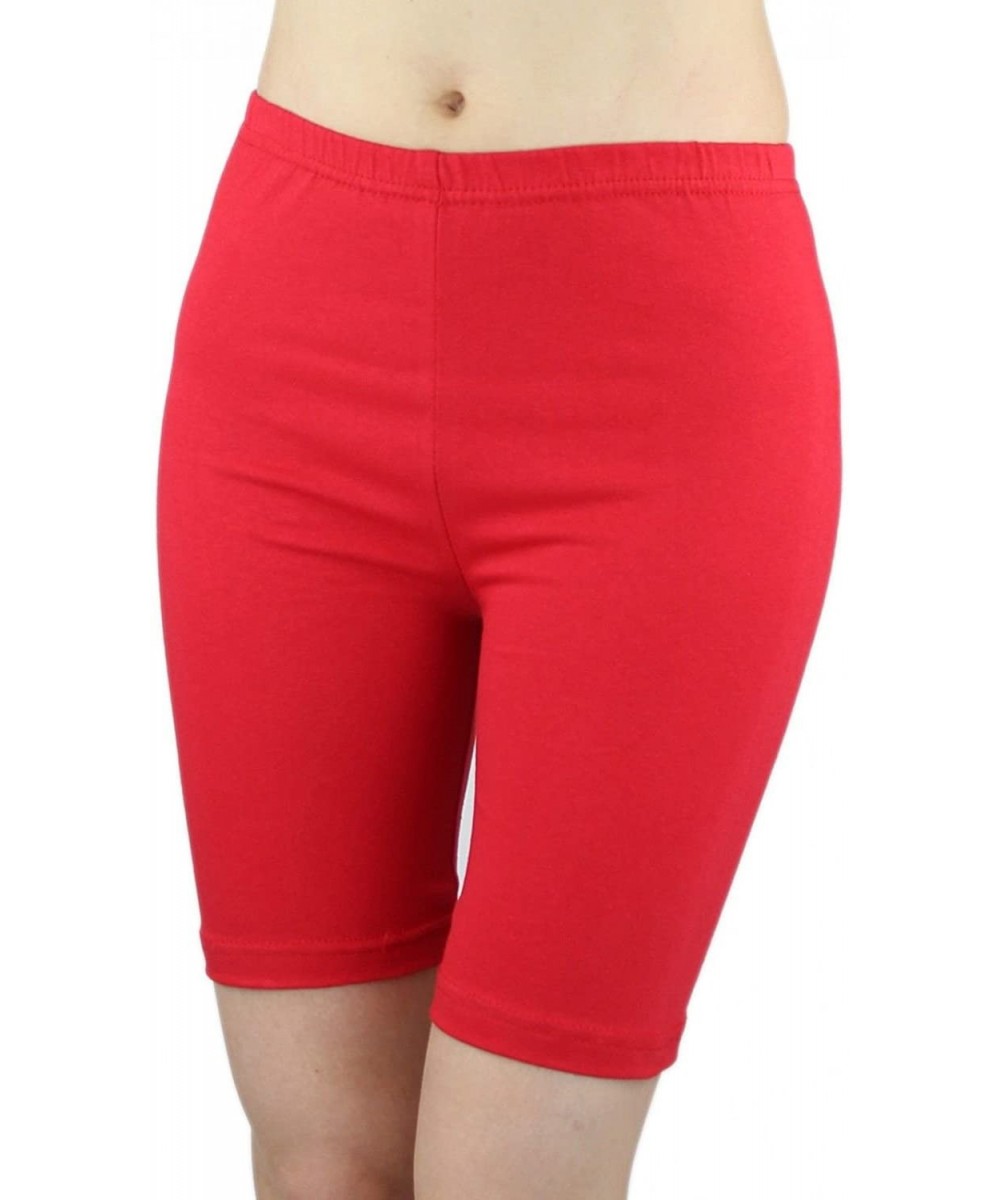 Panties Women's Stretchy Cotton Lycra Above Knee Bike Shorts Active Leggings - Red - CJ11OLH4SI5