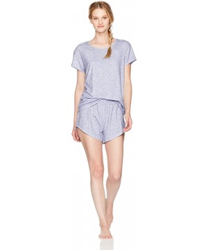 Sets Pajama Set Women's Knit T-Shirt & Short Nightwear Printed Soft Casual PJ Sets Sleepwear - Purple Heather - C9183R79U5I